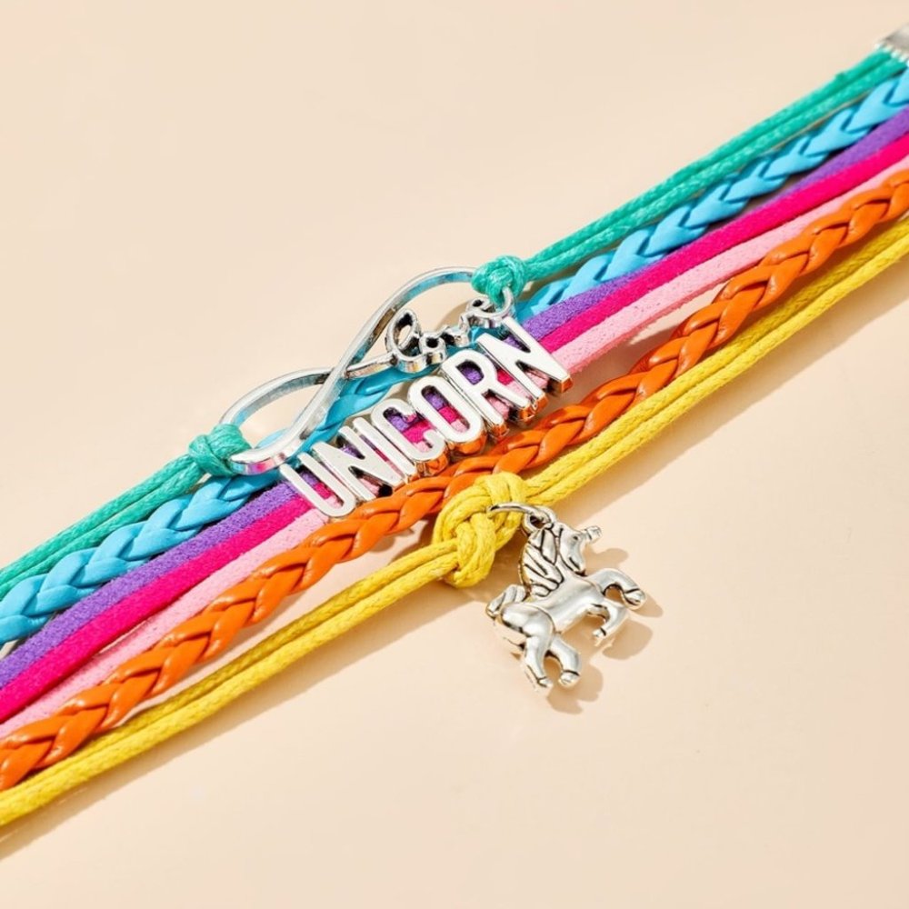 Unicorn Charm Rainbow Love Pride Wrap Bracelet - Picture 3 of 5